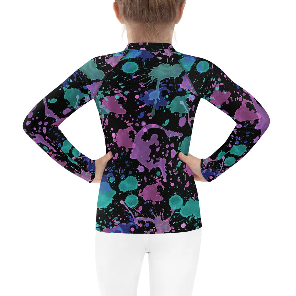 Sixty Eight 93 Logo White Splatter #7 Kids Rash Guard