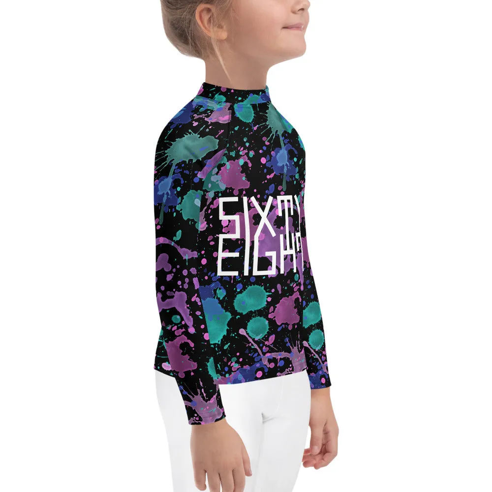 Sixty Eight 93 Logo White Splatter #7 Kids Rash Guard