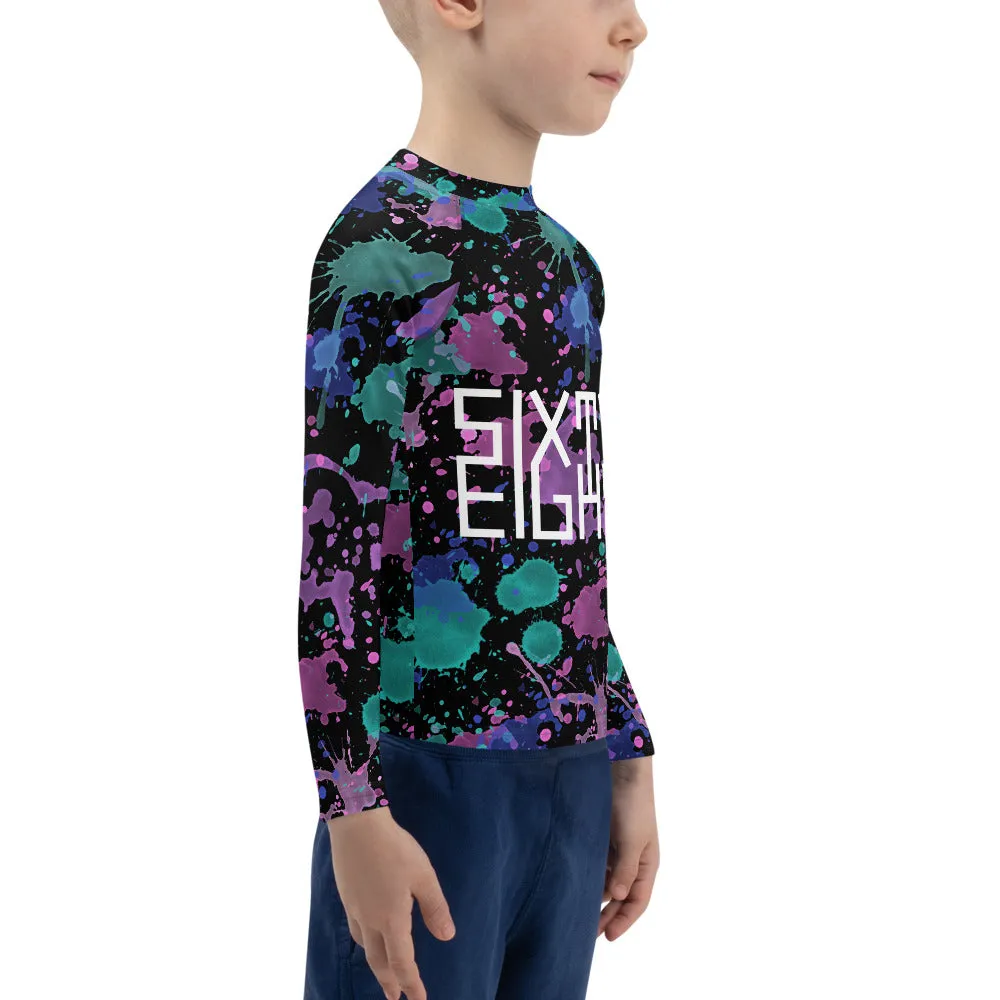 Sixty Eight 93 Logo White Splatter #7 Kids Rash Guard