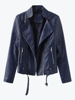 Slim Stand Collar Moto Jacket