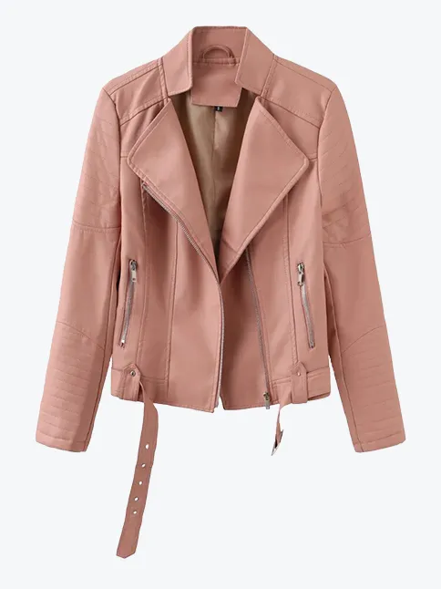 Slim Stand Collar Moto Jacket