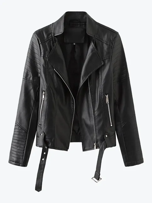 Slim Stand Collar Moto Jacket