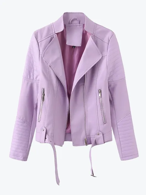 Slim Stand Collar Moto Jacket