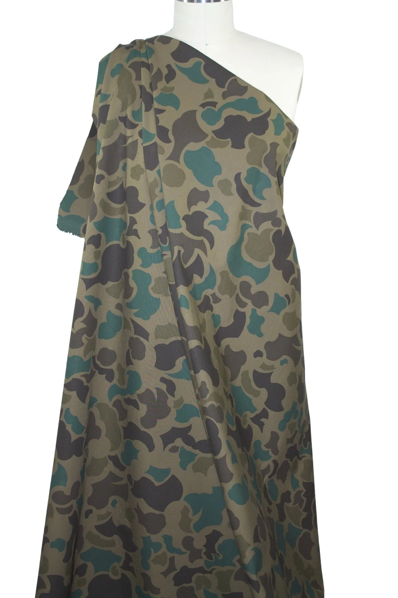 Stylized Camo Stretch Cotton Bottom Weight - Greens/Browns
