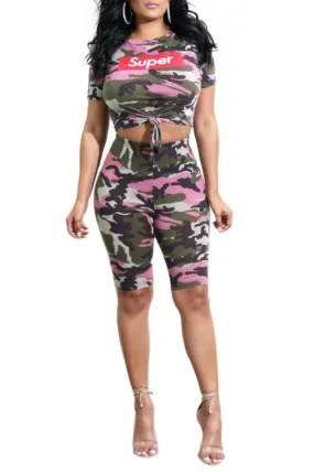 SUPER Printing Camouflage Letters Short Sets