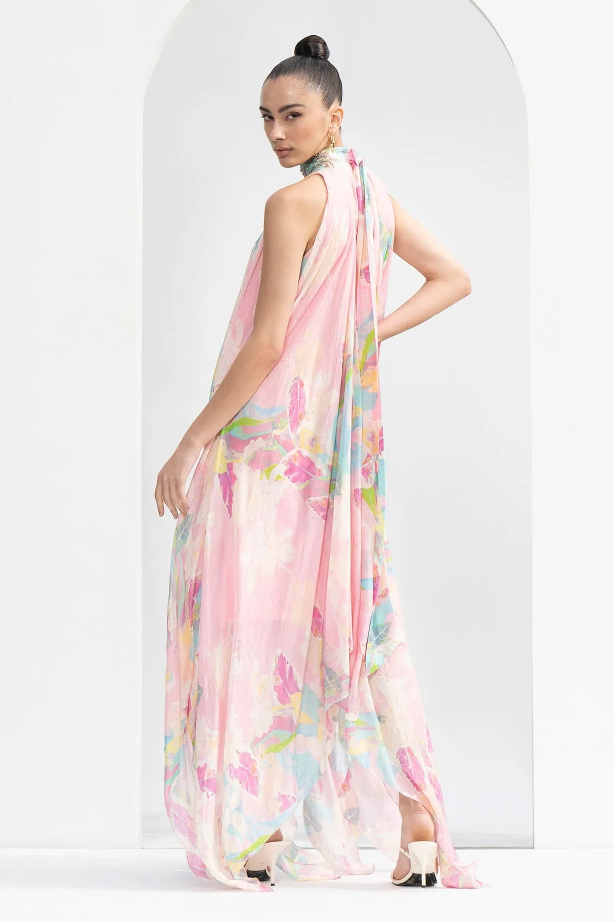 Tropical Printed High Low Gown