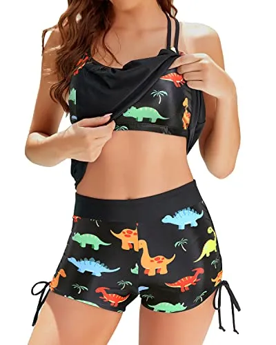 Tummy Control Blouson Tankini Two Piece Swimsuits for Women