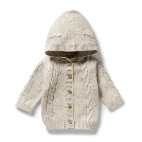 W&F Organic Knitted Cable Jacket (Cookie and Cream) - Boys
