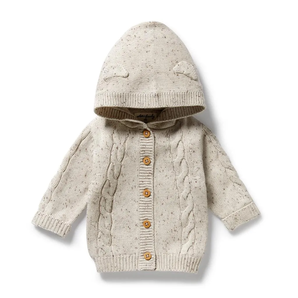 W&F Organic Knitted Cable Jacket (Cookie and Cream) - Boys