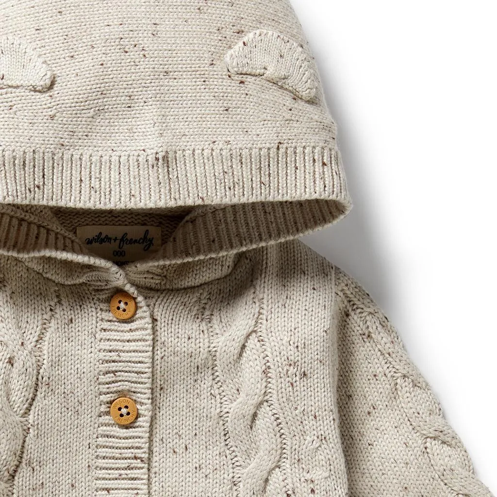 W&F Organic Knitted Cable Jacket (Cookie and Cream) - Boys