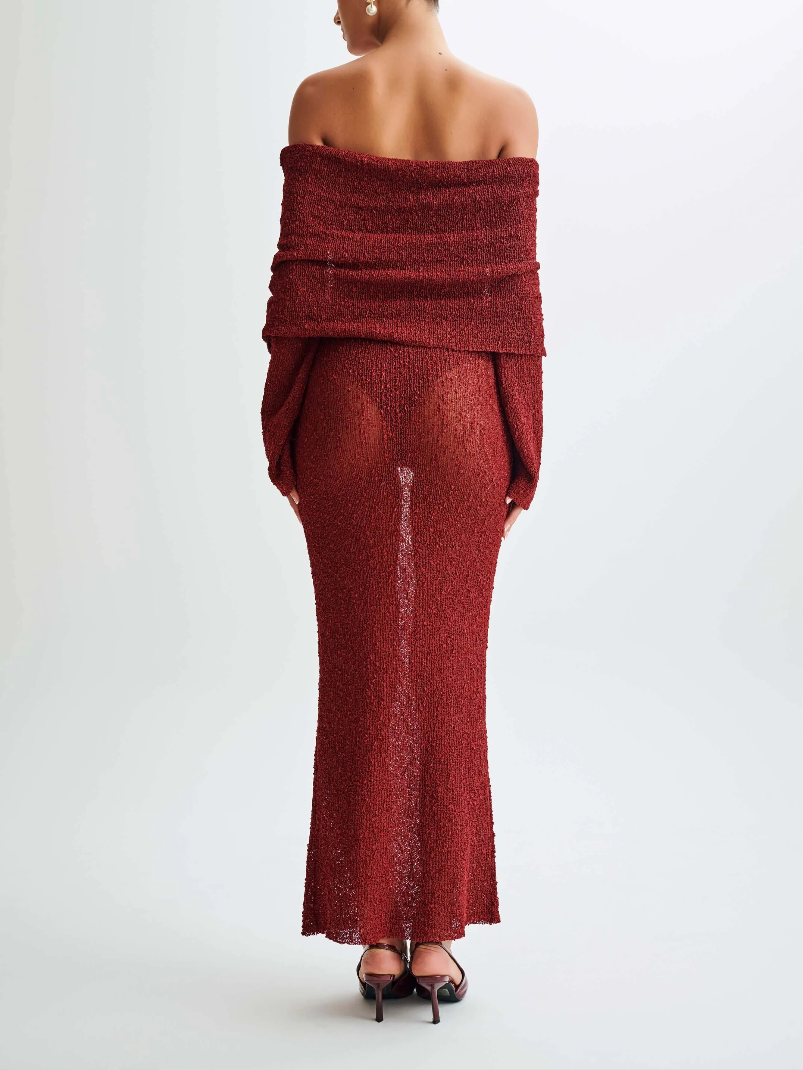 Wenkouban-Christmas Thanksgiving Gift New Year's Eve Dress party look inspos back to school dress  Marisol Off Shoulder Boucle Maxi Dress