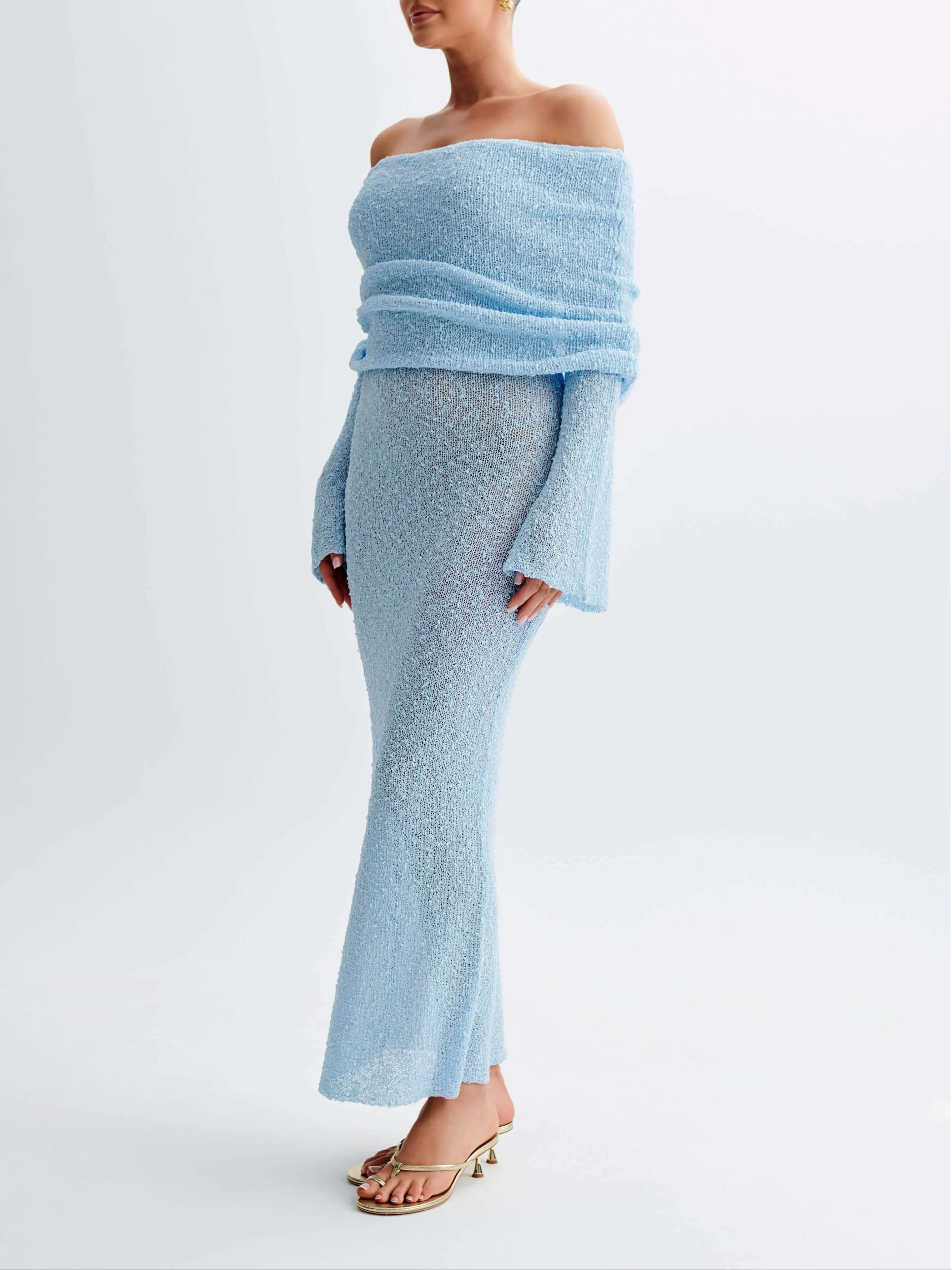 Wenkouban-Christmas Thanksgiving Gift New Year's Eve Dress party look inspos back to school dress  Marisol Off Shoulder Boucle Maxi Dress