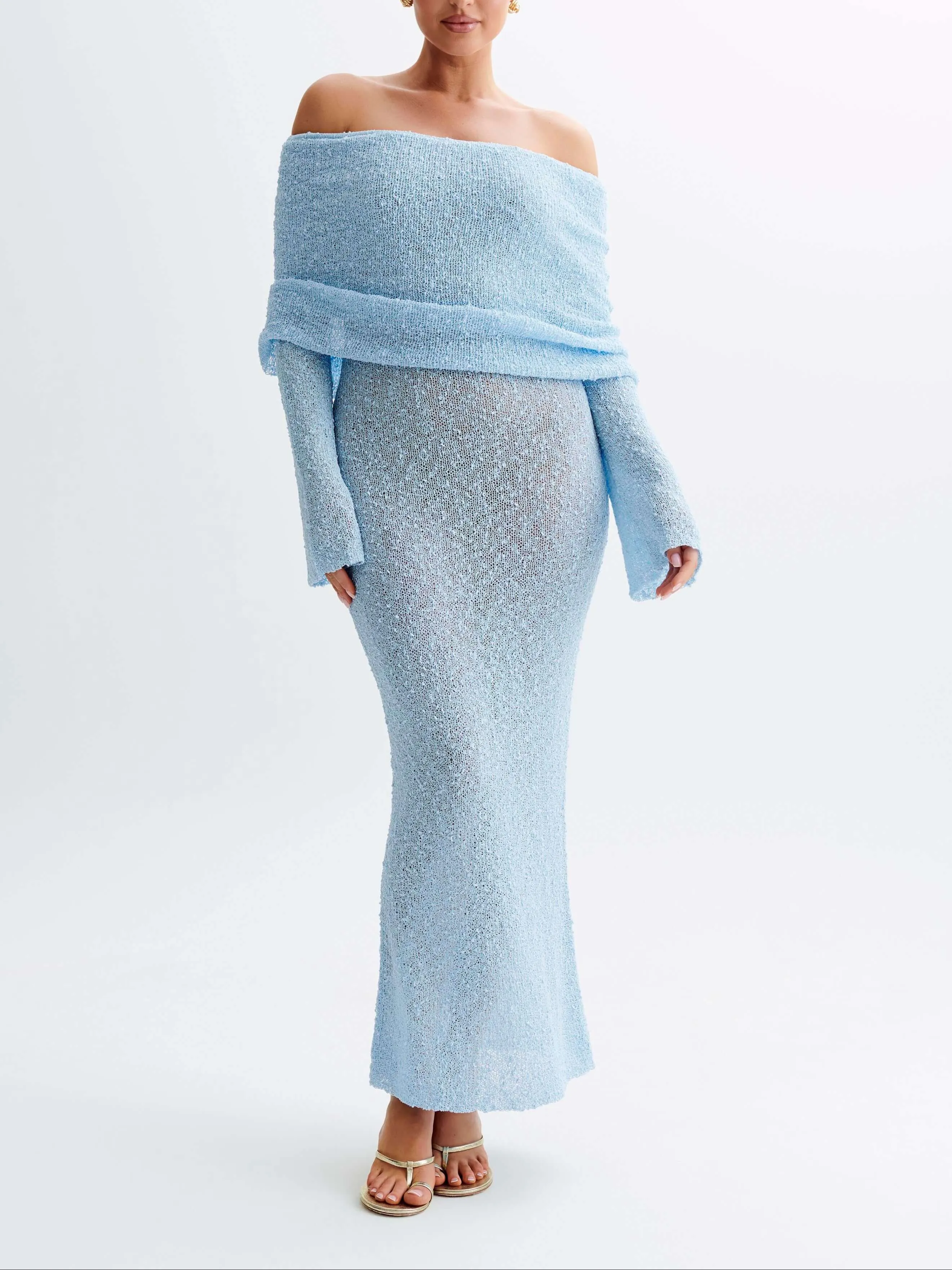 Wenkouban-Christmas Thanksgiving Gift New Year's Eve Dress party look inspos back to school dress  Marisol Off Shoulder Boucle Maxi Dress