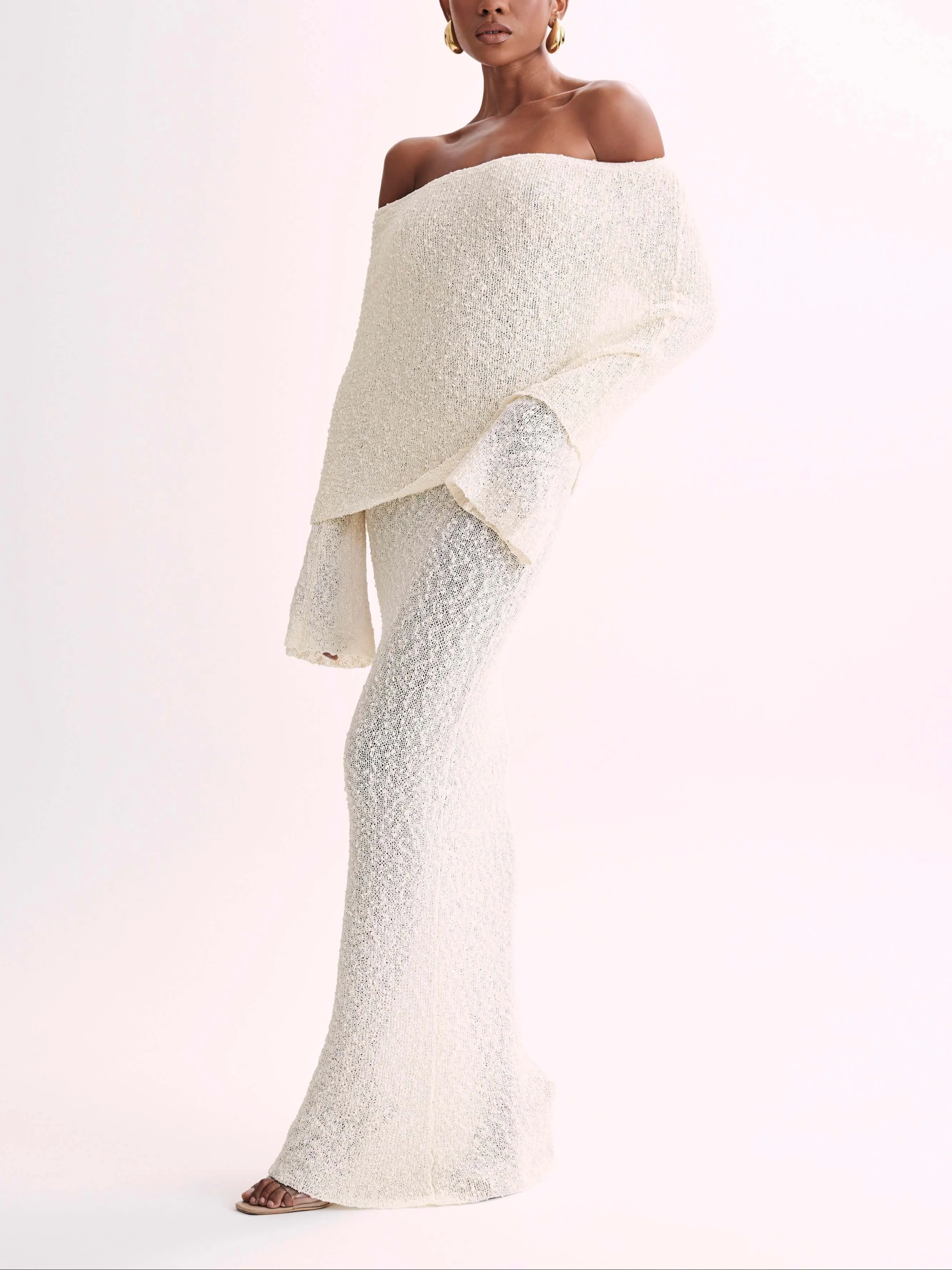 Wenkouban-Christmas Thanksgiving Gift New Year's Eve Dress party look inspos back to school dress  Marisol Off Shoulder Boucle Maxi Dress