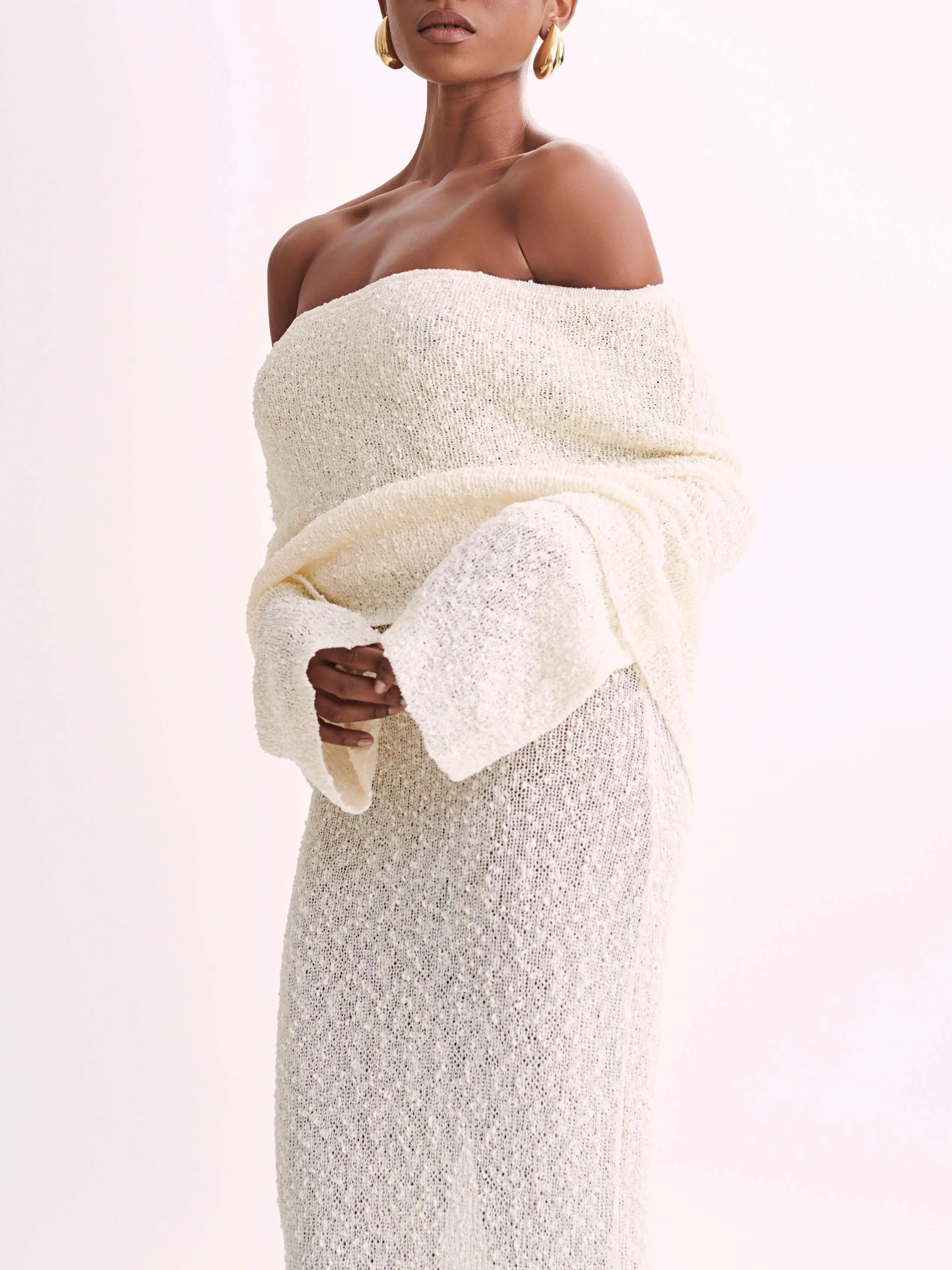 Wenkouban-Christmas Thanksgiving Gift New Year's Eve Dress party look inspos back to school dress  Marisol Off Shoulder Boucle Maxi Dress