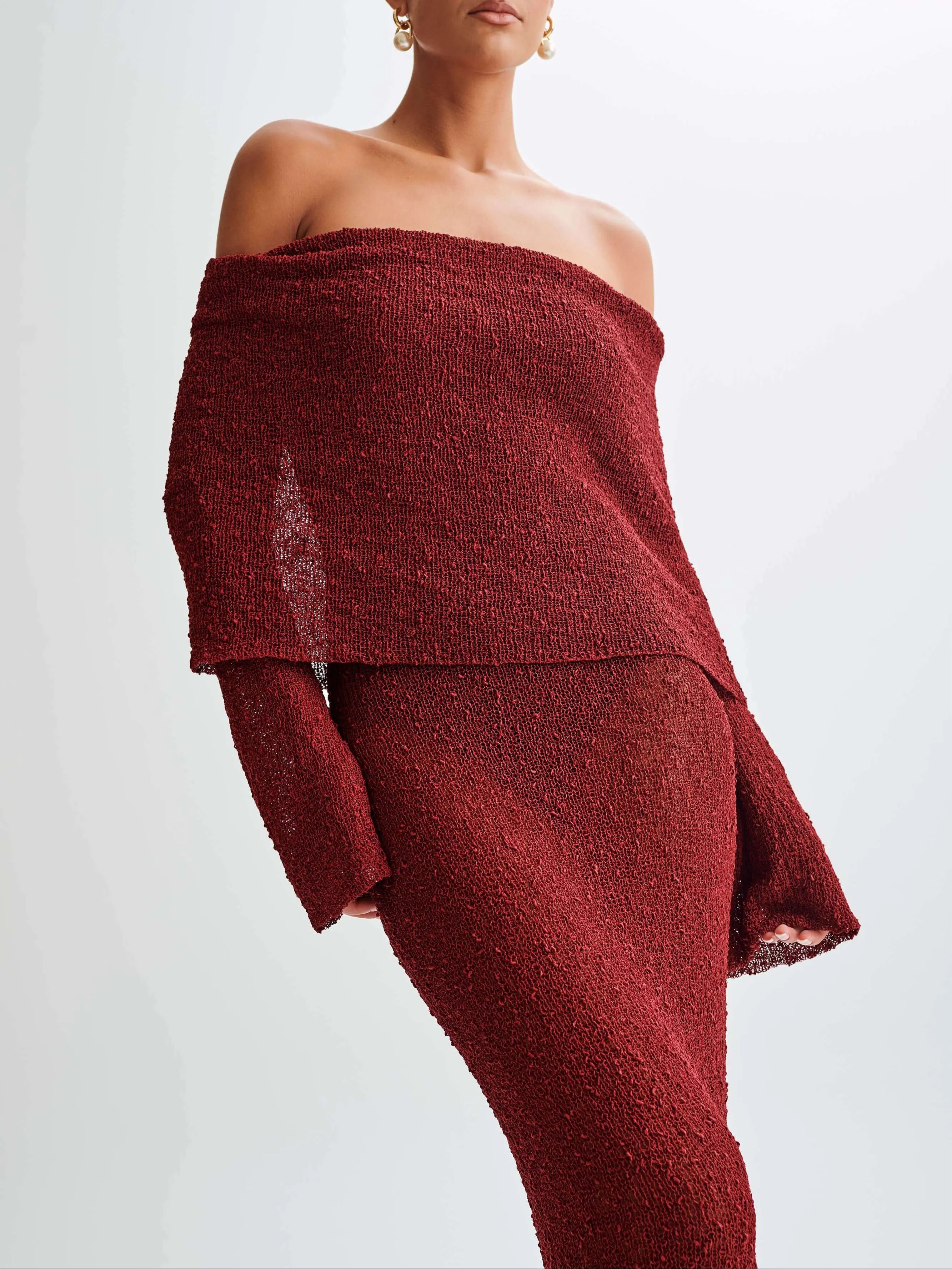 Wenkouban-Christmas Thanksgiving Gift New Year's Eve Dress party look inspos back to school dress  Marisol Off Shoulder Boucle Maxi Dress