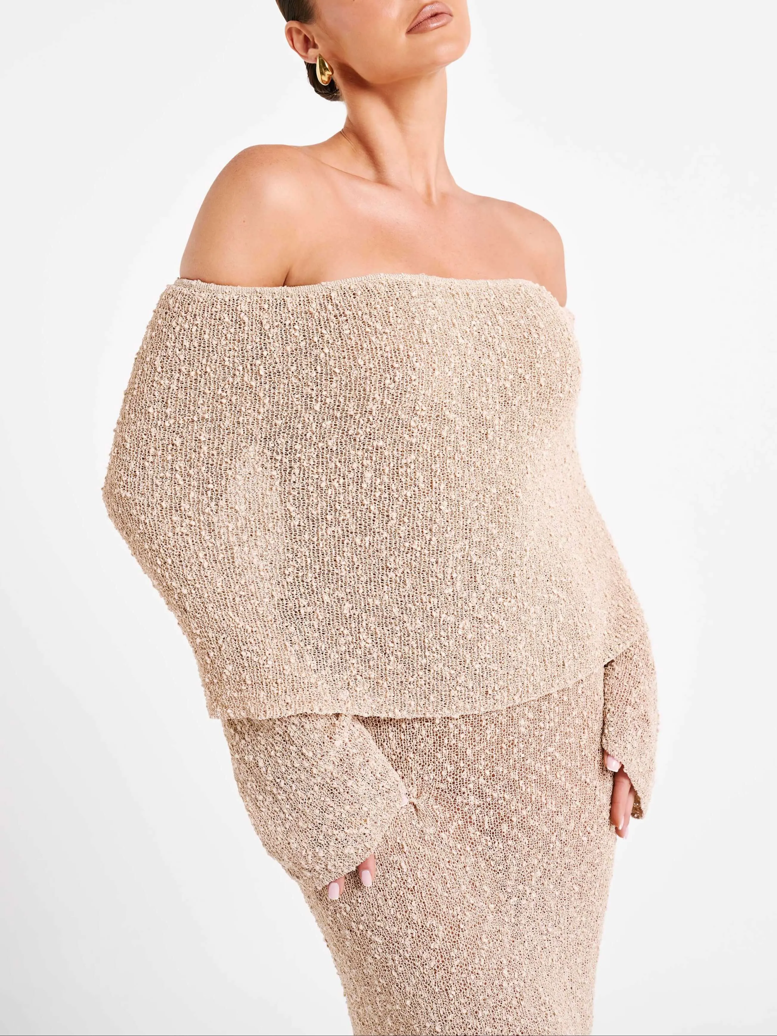 Wenkouban-Christmas Thanksgiving Gift New Year's Eve Dress party look inspos back to school dress  Marisol Off Shoulder Boucle Maxi Dress