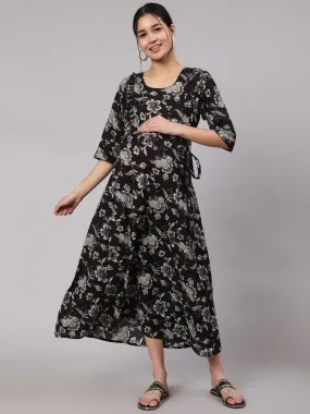  Flared Sleeve Cocktail Floral Maxi Dresses