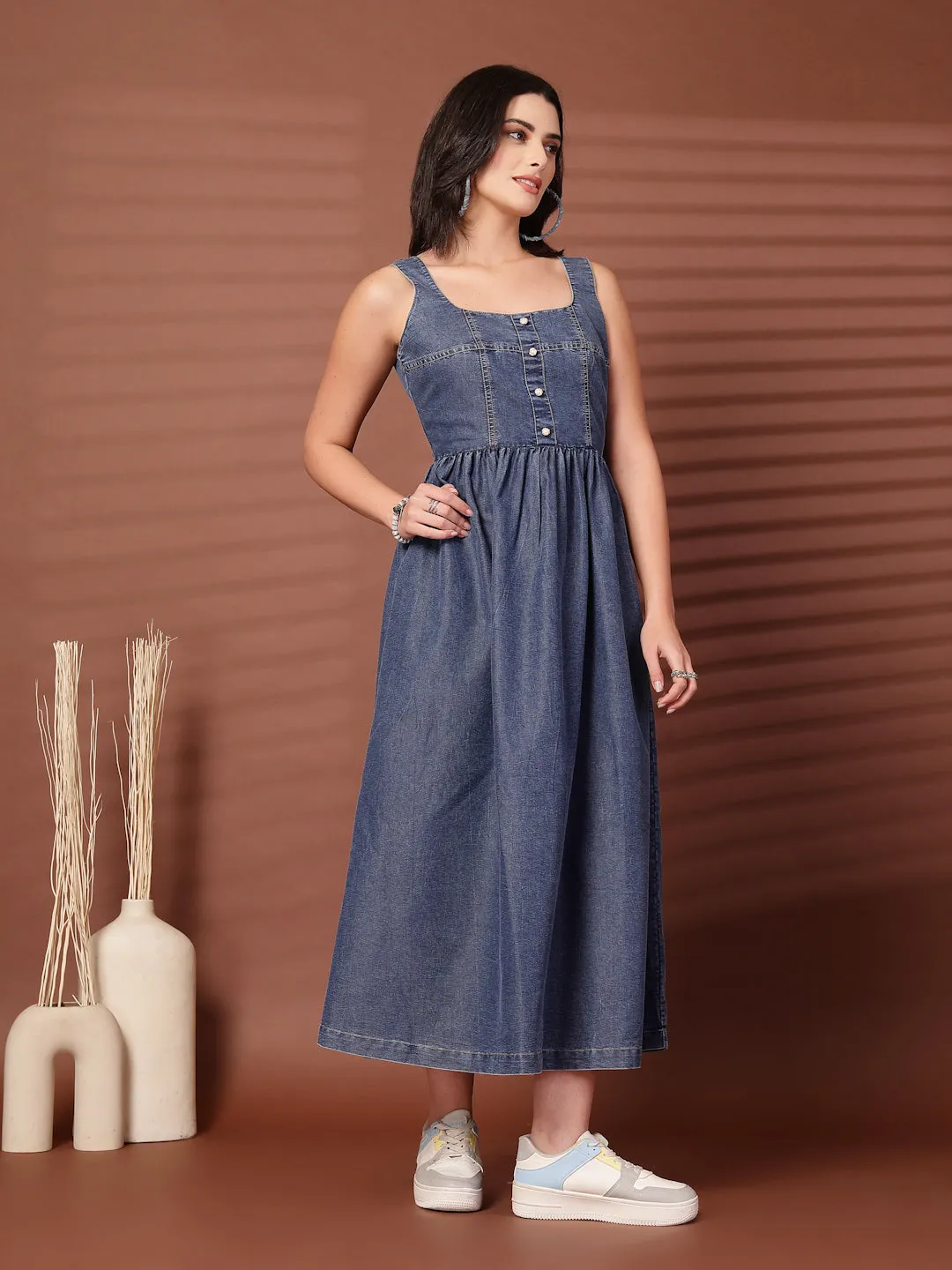 Women Fit and Flare Midi Dress