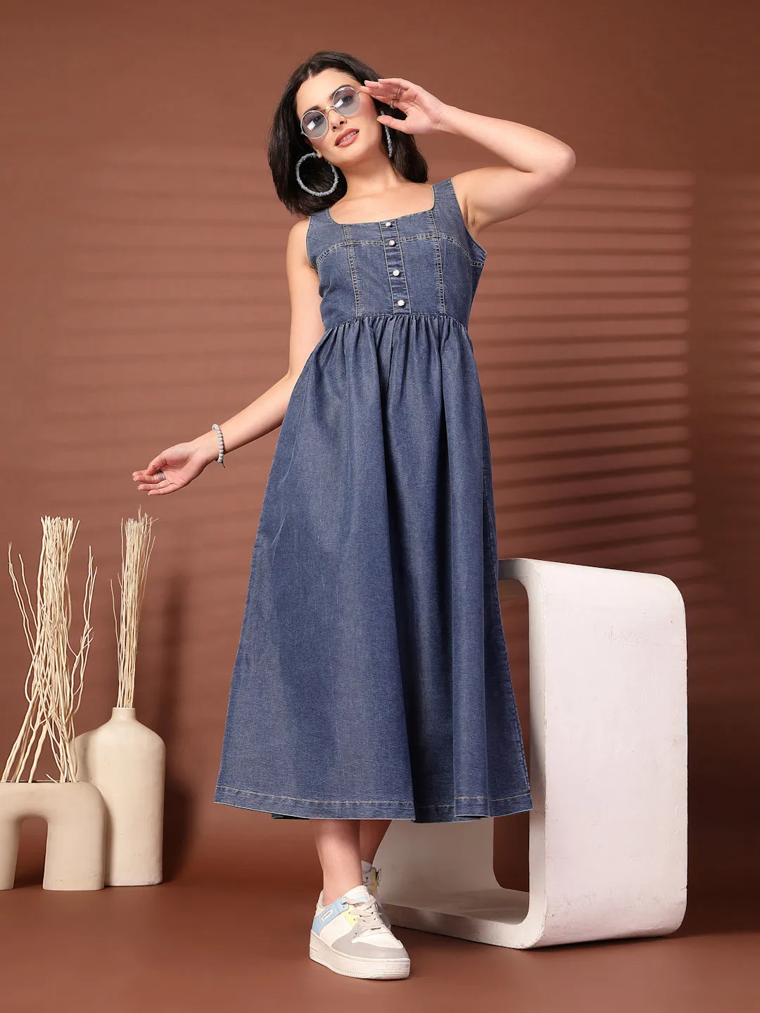 Women Fit and Flare Midi Dress