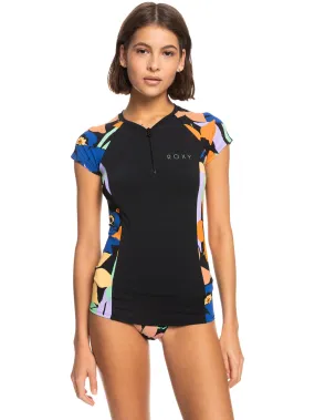Womens Caps Short Sleeve Zip-Up Rashguard