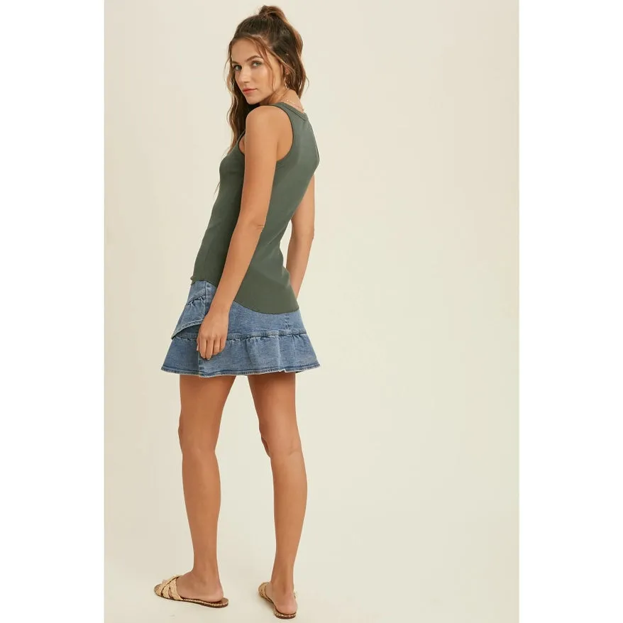 Women's Crew Neck Ribbed Knit Tank Top (Available in 6 Color Options!)