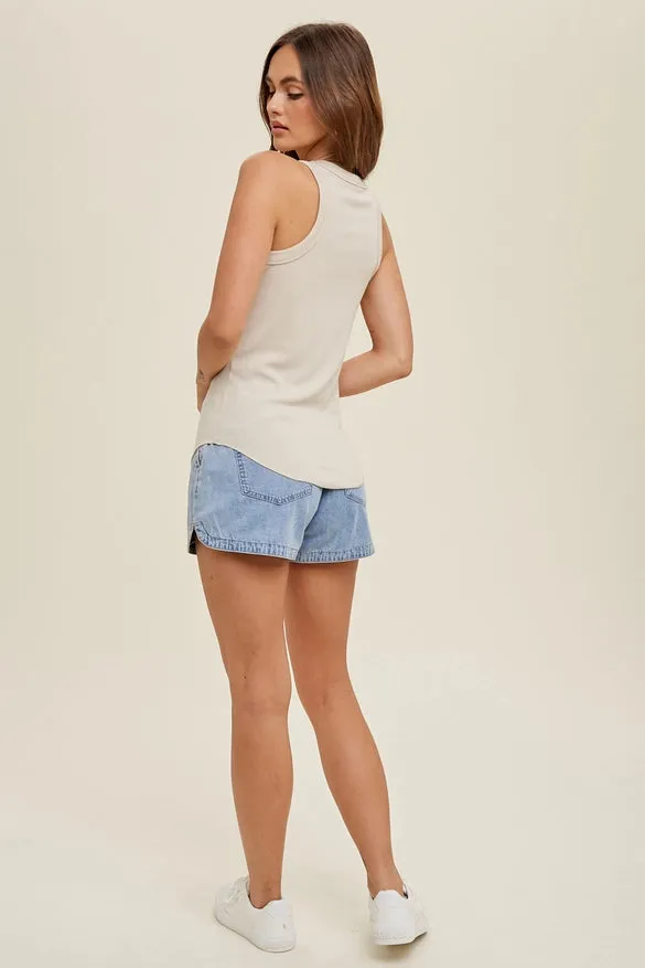 Women's Crew Neck Ribbed Knit Tank Top (Available in 6 Color Options!)