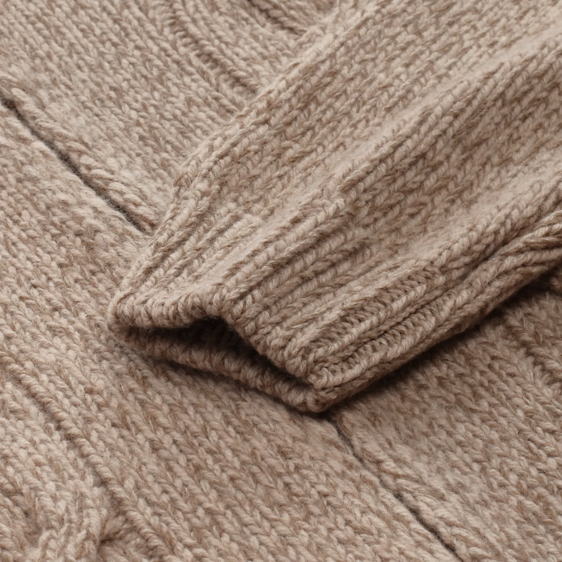 Wool and Cashmere-Blend Zip-Up Sweater in Beige
