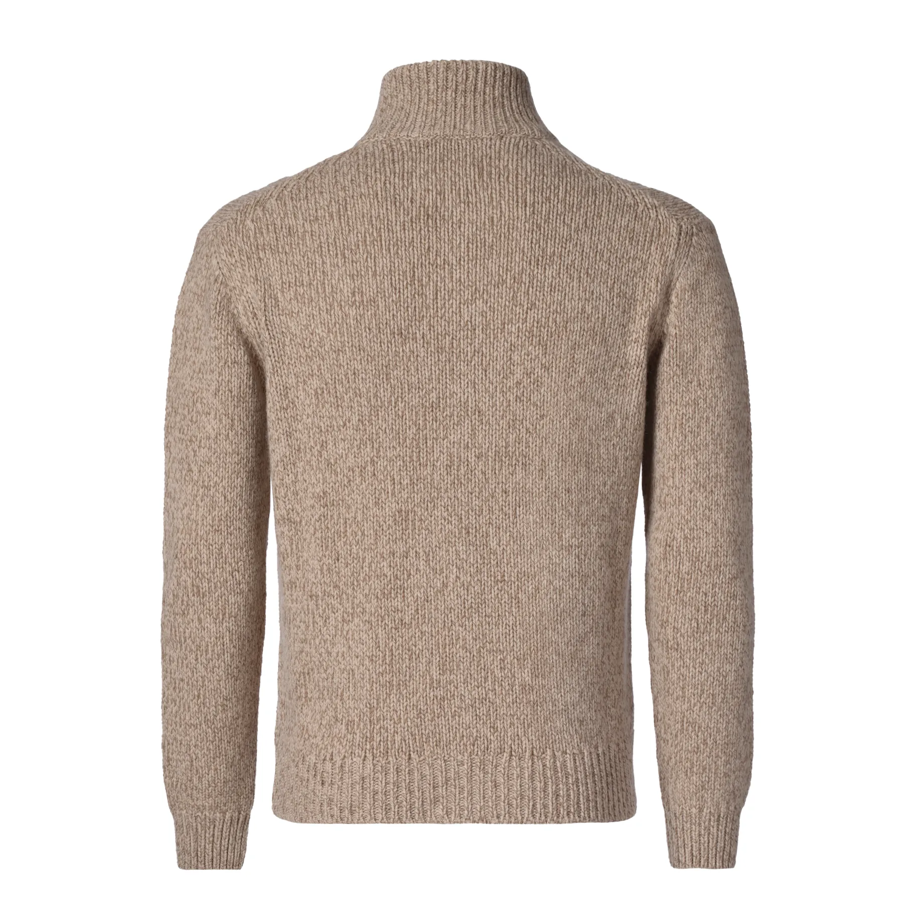Wool and Cashmere-Blend Zip-Up Sweater in Beige