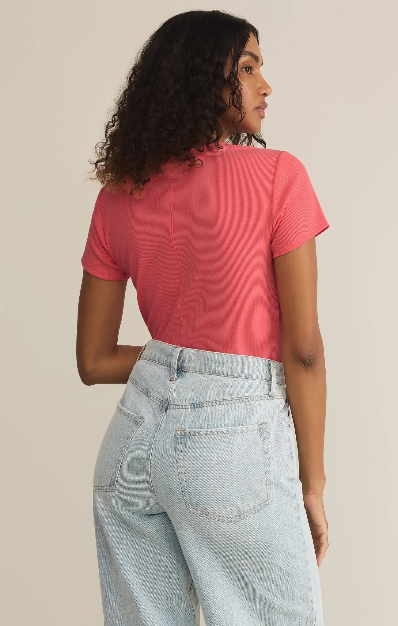 Z SUPPLY SIERNA SHORT SLEEVE TEE IN SUNSET PINK