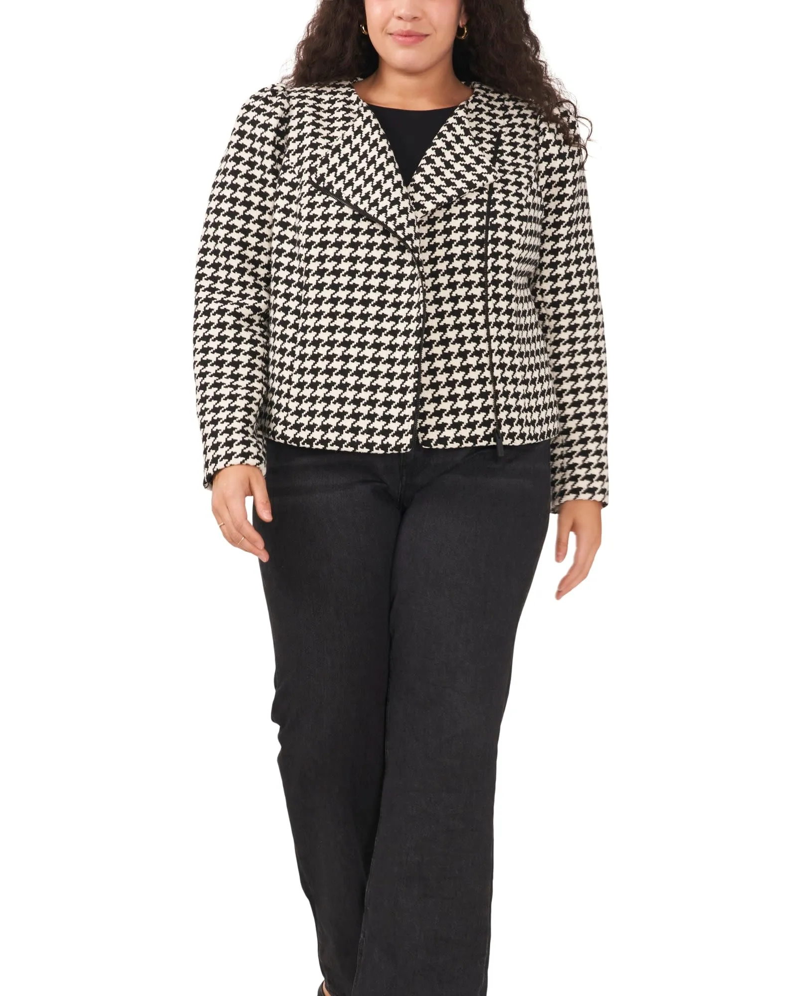 Zelda Puff Sleeve Moto Jacket | Rich Black