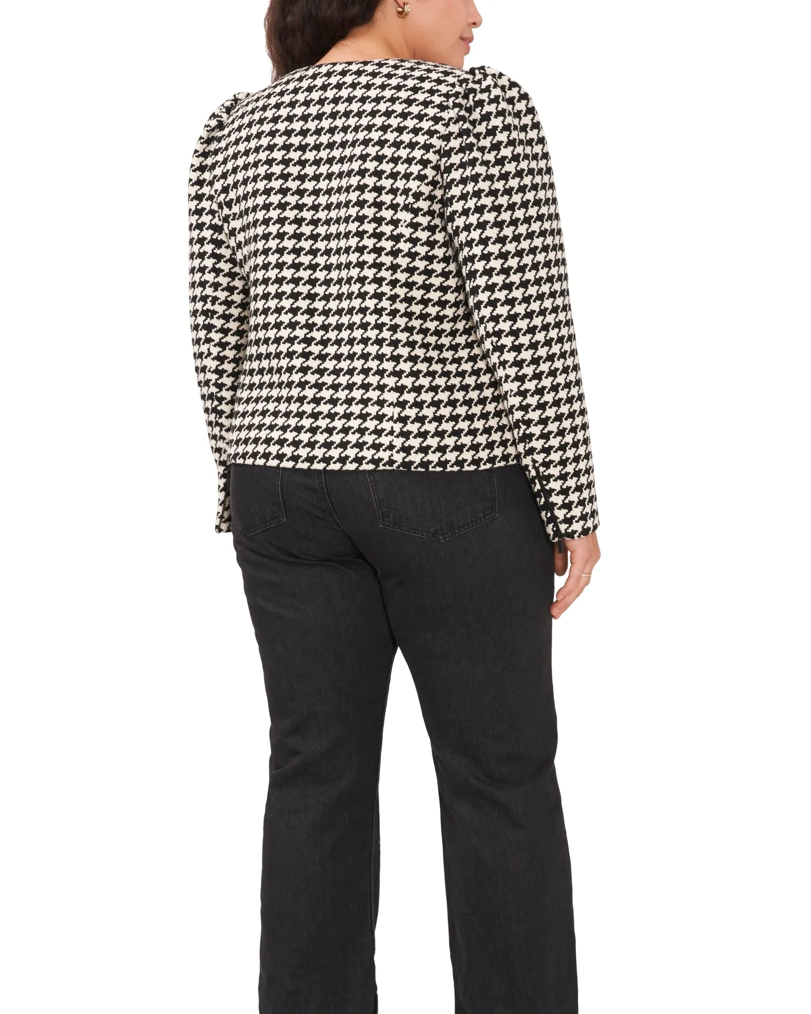 Zelda Puff Sleeve Moto Jacket | Rich Black
